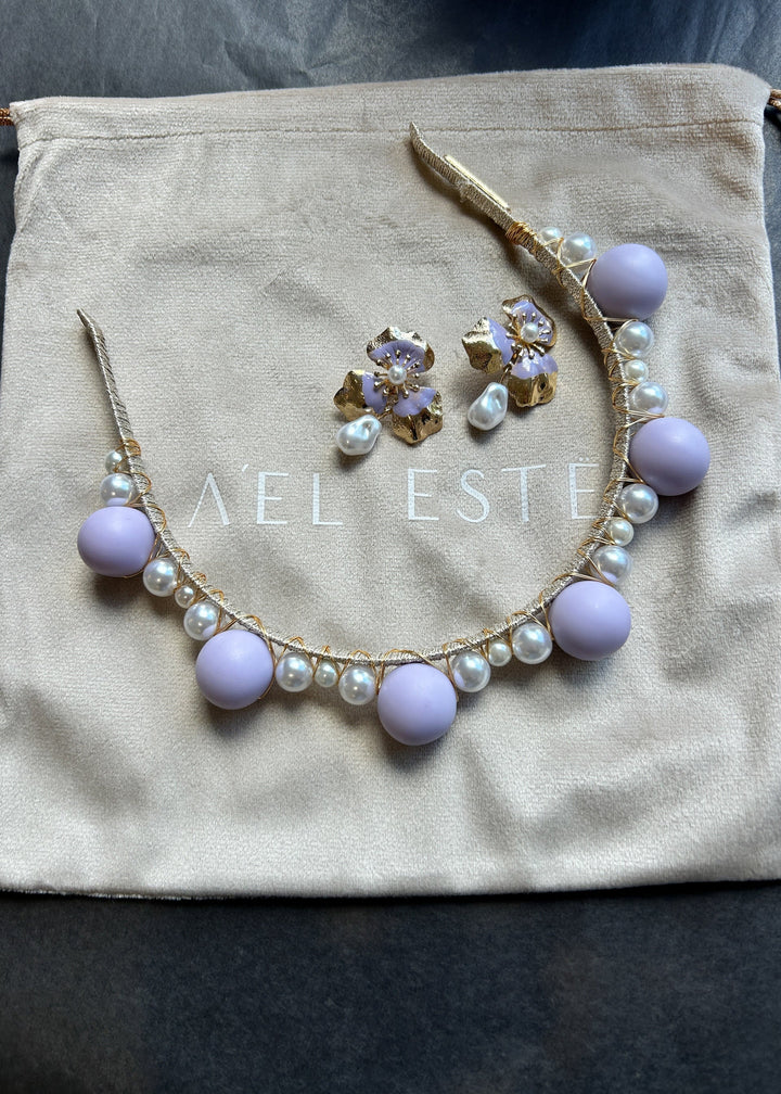 ÁEL ESTE - Tamsin Headband + Earring Set - Lilac