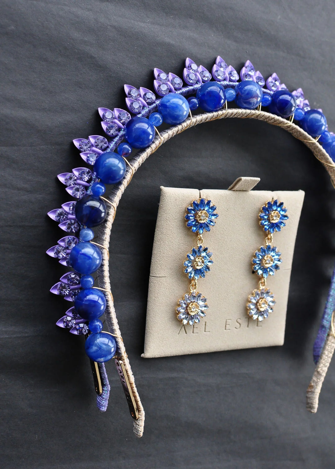 ÁEL ESTE - Zenni + Blue Aria Headband + Blue Soriya Multi Earring Set - Lilac