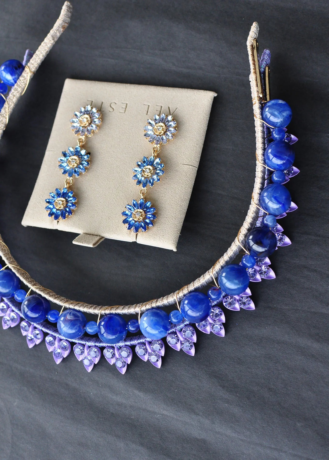 ÁEL ESTE - Zenni + Blue Aria Headband + Blue Soriya Multi Earring Set - Lilac