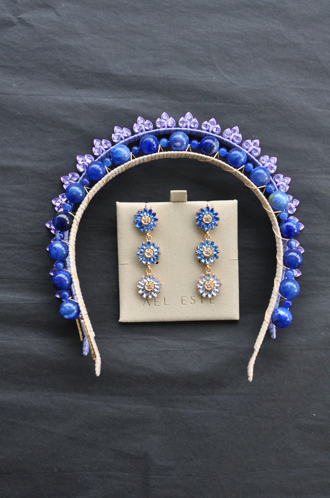 ÁEL ESTE - Zenni + Blue Aria Headband + Blue Soriya Multi Earring Set - Lilac