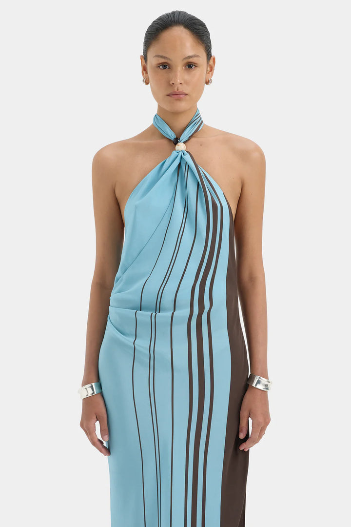 Sir - Rioja Halter Scarf Maxi Dress - Pacha Mineral Stripe