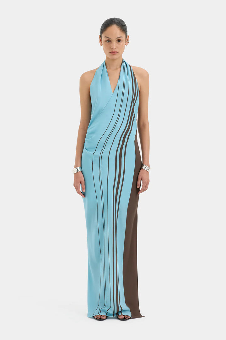 Sir - Rioja Halter Scarf Maxi Dress - Pacha Mineral Stripe