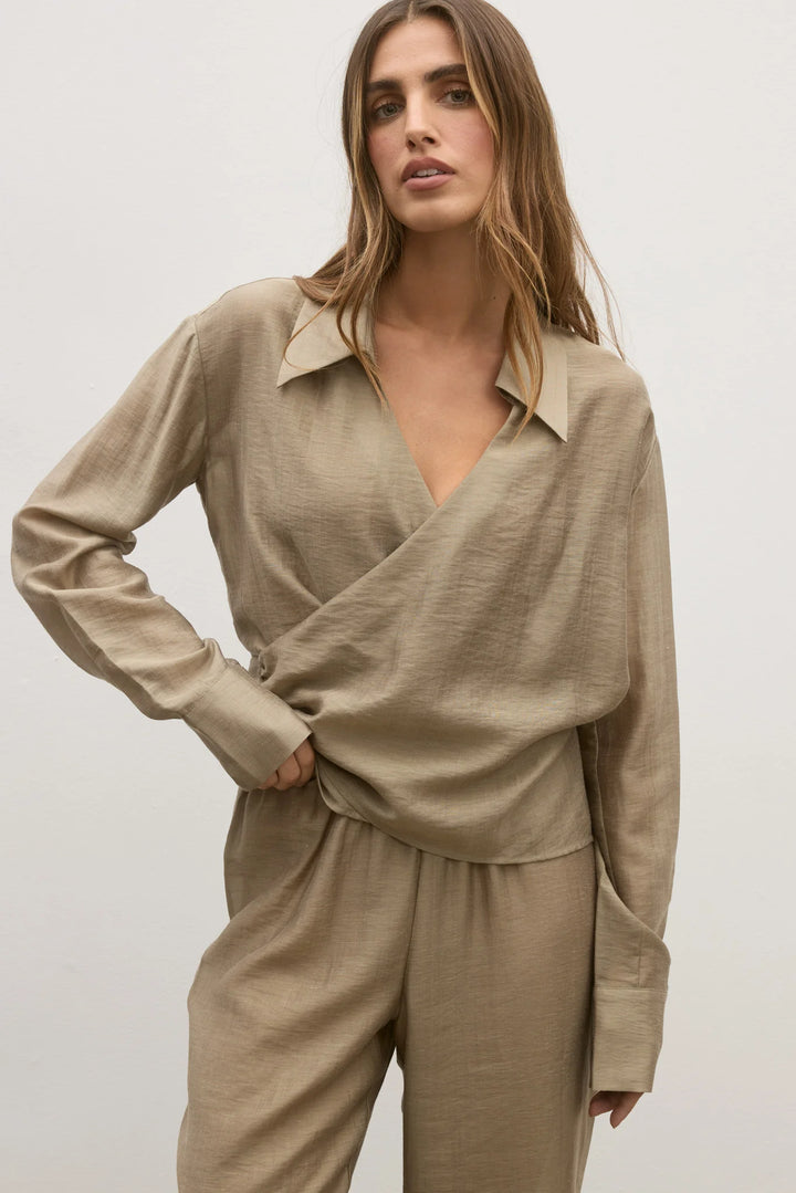 Bayse - Noir Wrap Shirt - Bark