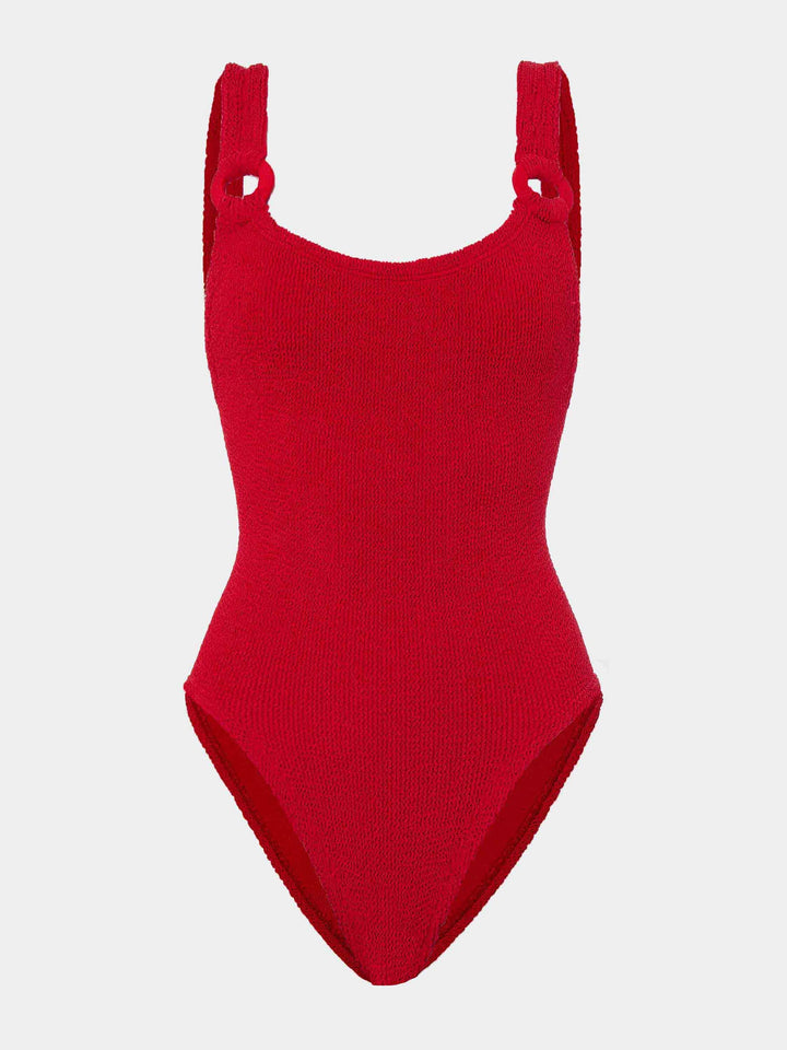 Hunza G - Domino Swim With Fabric Covered Hoops - Red
