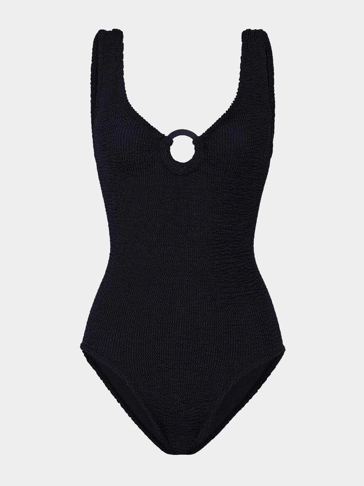 Hunza G - Coverage Celine Swim With Tonal Hoops - Black