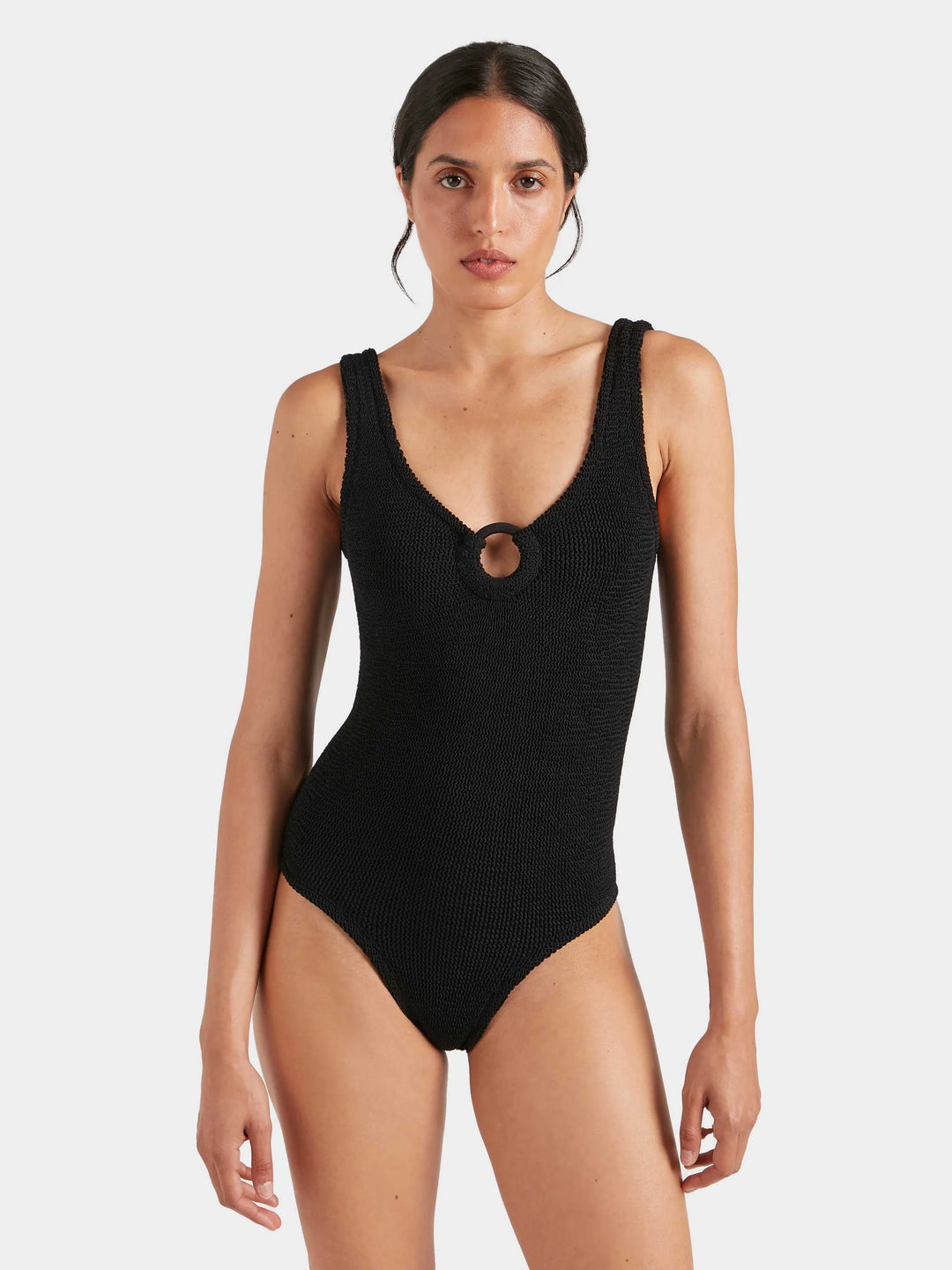 Hunza G - Coverage Celine Swim With Tonal Hoops - Black