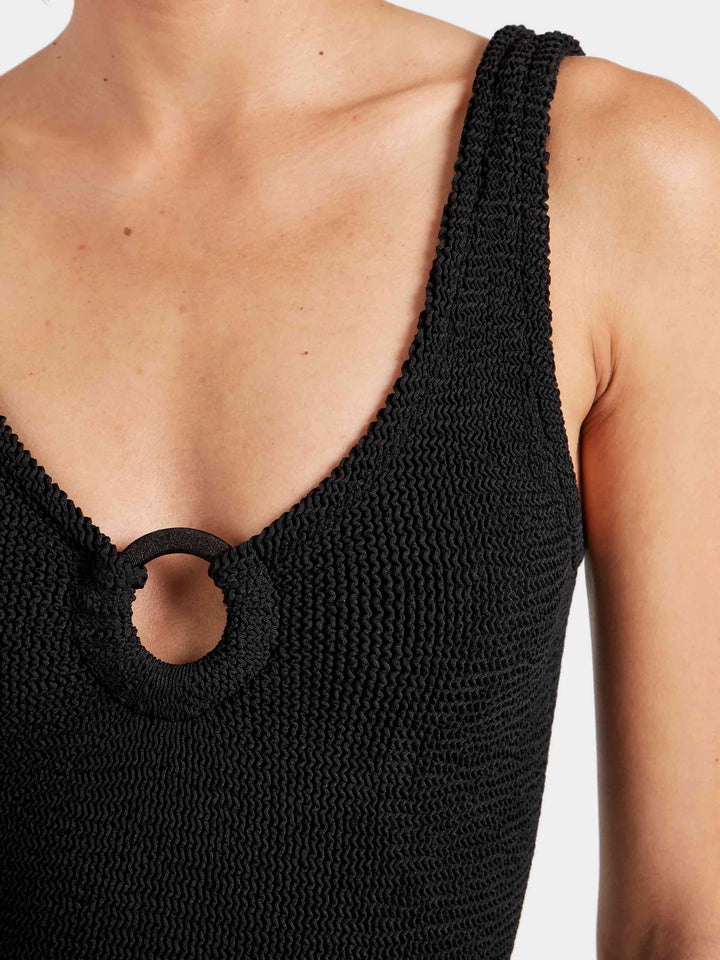 Hunza G - Coverage Celine Swim With Tonal Hoops - Black