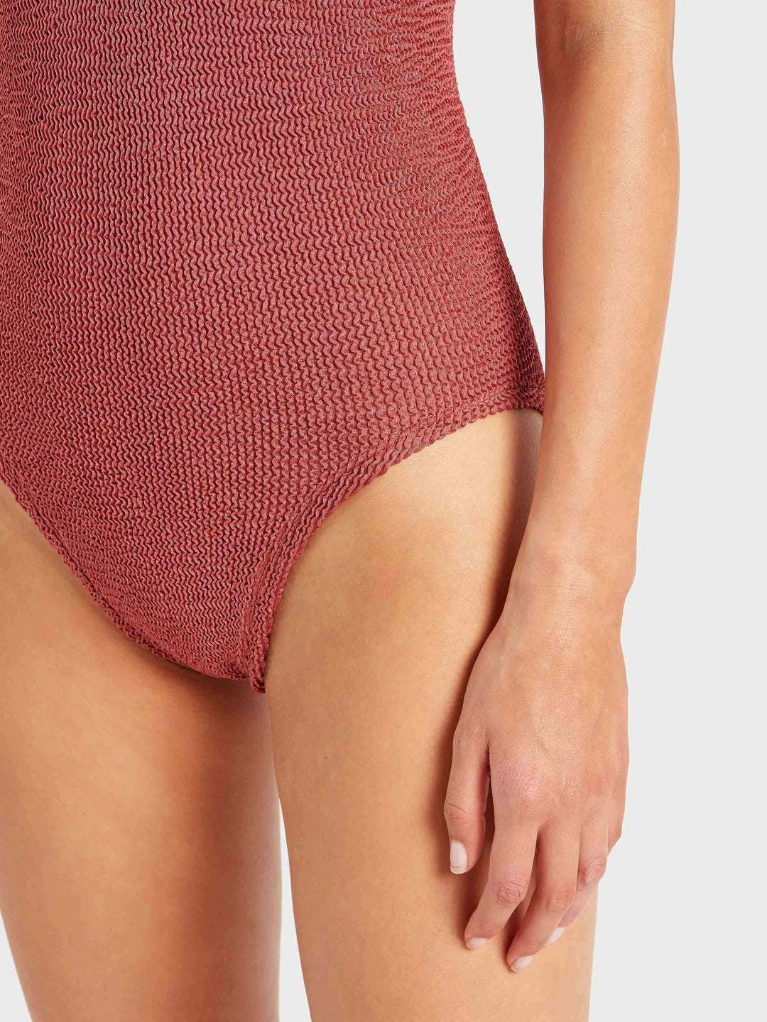 Hunza G - Coverage Celine Swim With Tonal Hoops - Metallic Rosewood