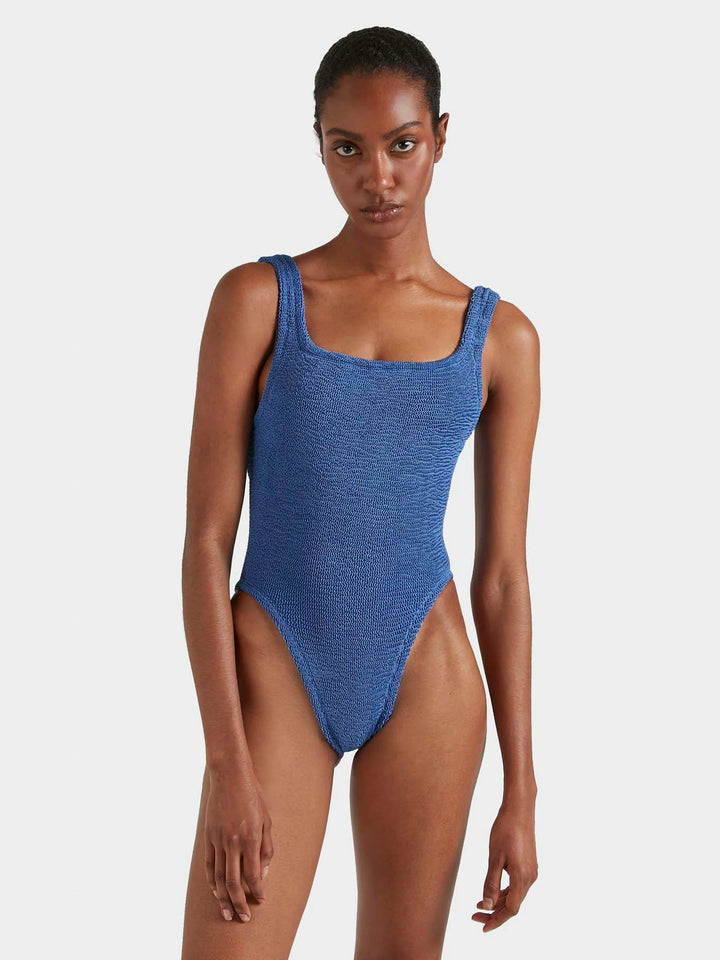 Hunza G - Square Neck Swim - Metallic Denim