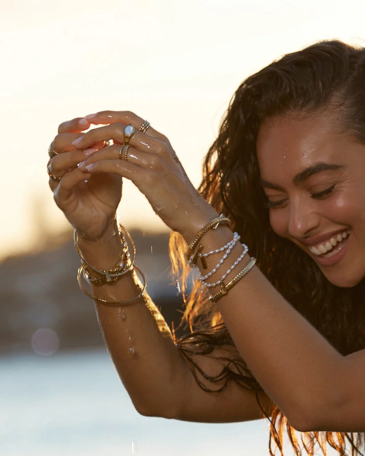 Arms Of Eve - Amber Pearl And Gold Bracelet