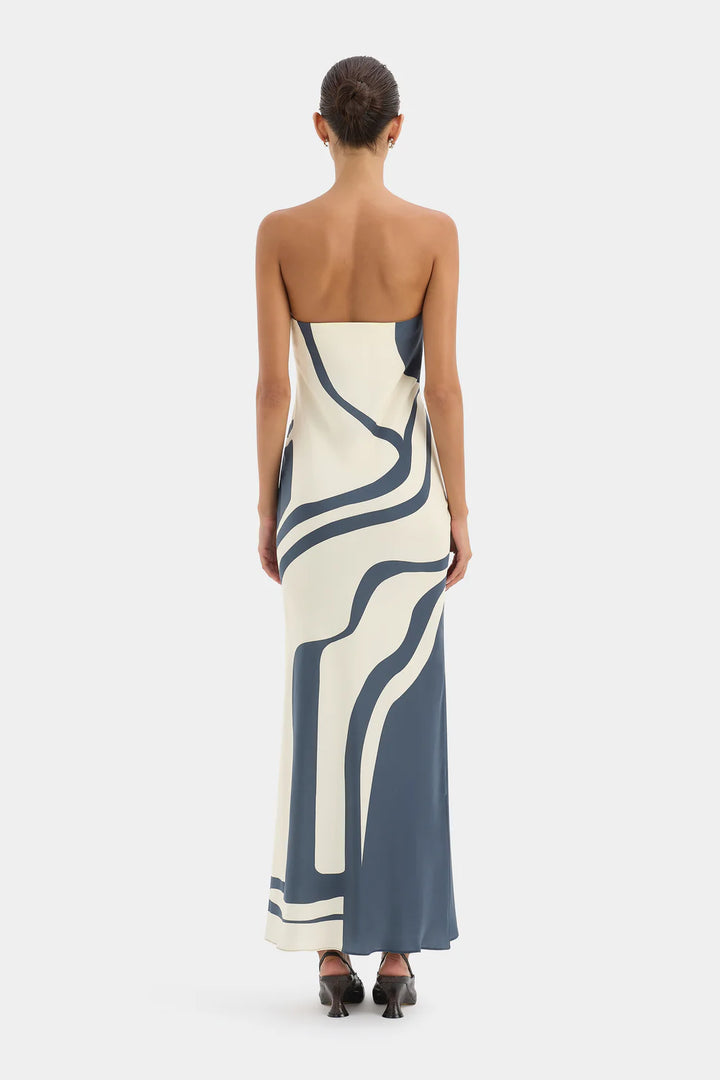 Sir Lilou Strapless Dress Liora Charcoal Blue