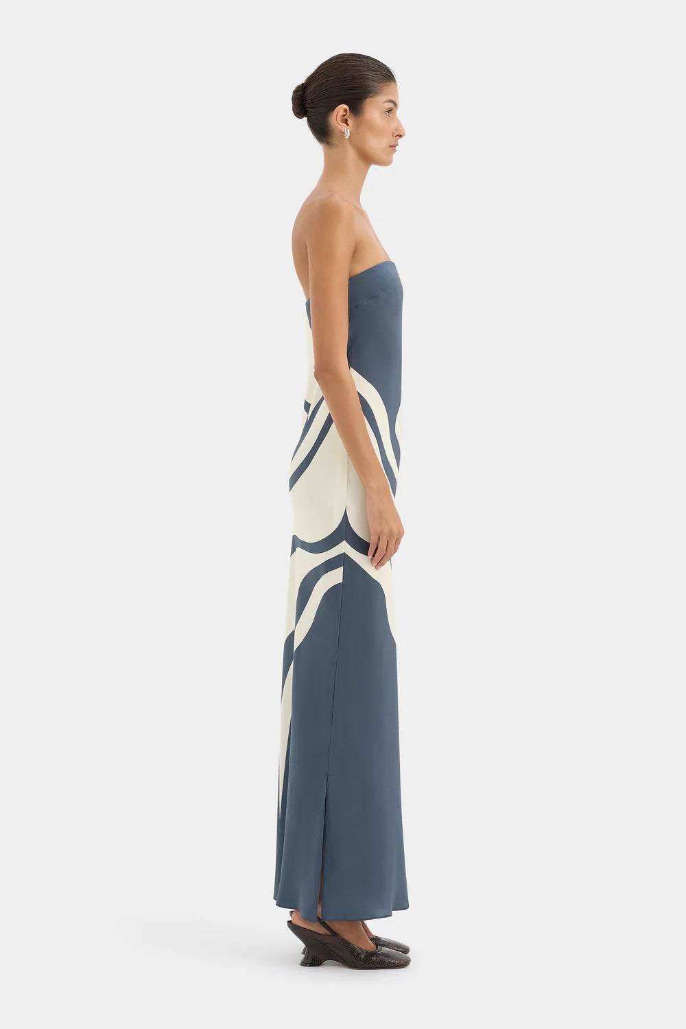 Sir Lilou Strapless Dress Liora Charcoal Blue