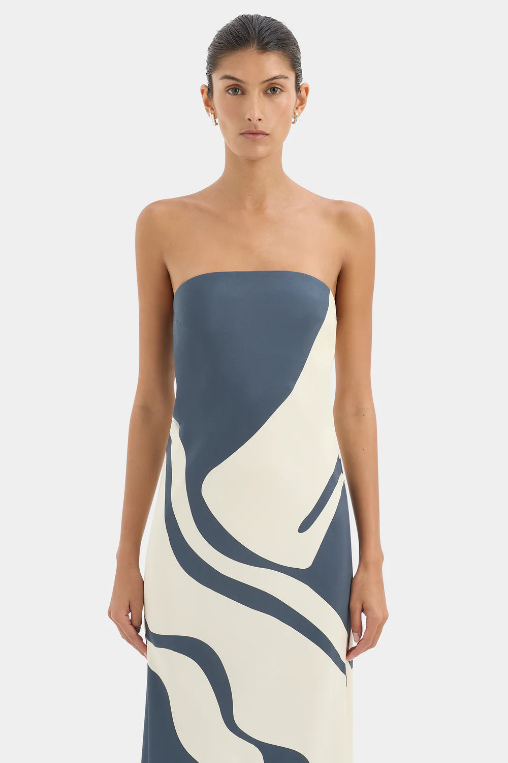 Sir Lilou Strapless Dress Liora Charcoal Blue