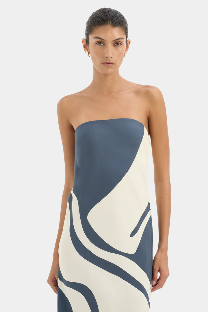 Sir Lilou Strapless Dress Liora Charcoal Blue