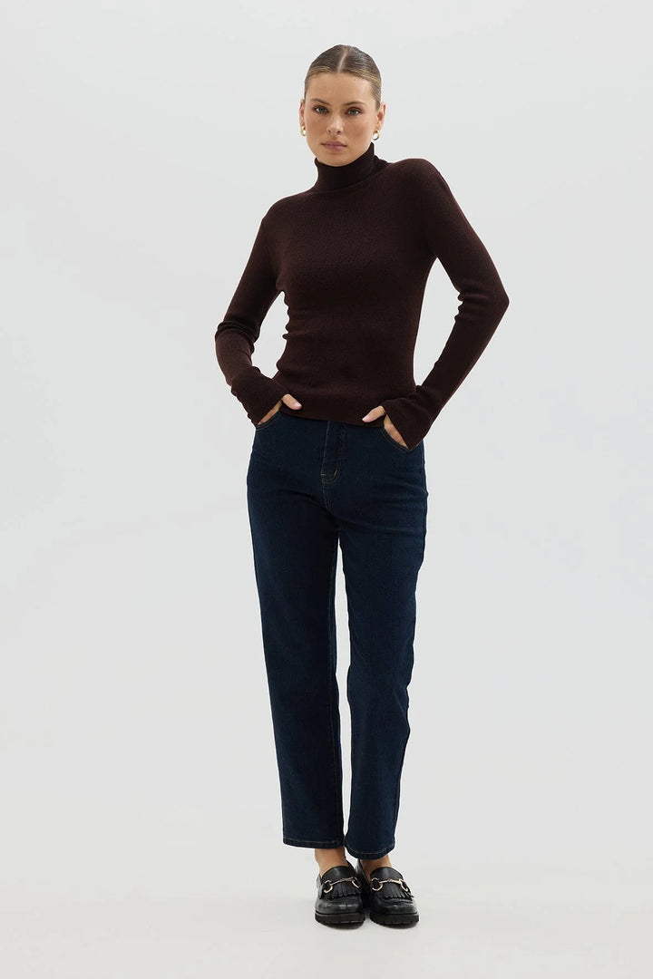 Iris & Wool - Wool Roll Neck - Chocolate