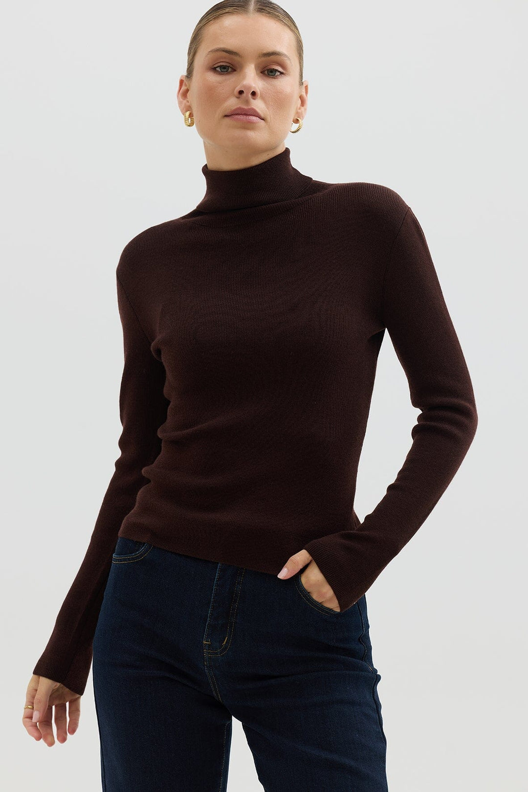 Iris & Wool - Wool Roll Neck - Chocolate