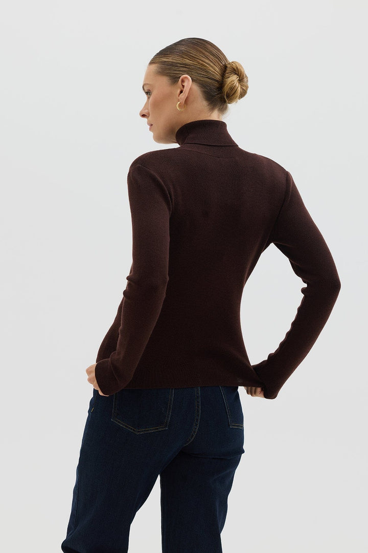 Iris & Wool - Wool Roll Neck - Chocolate