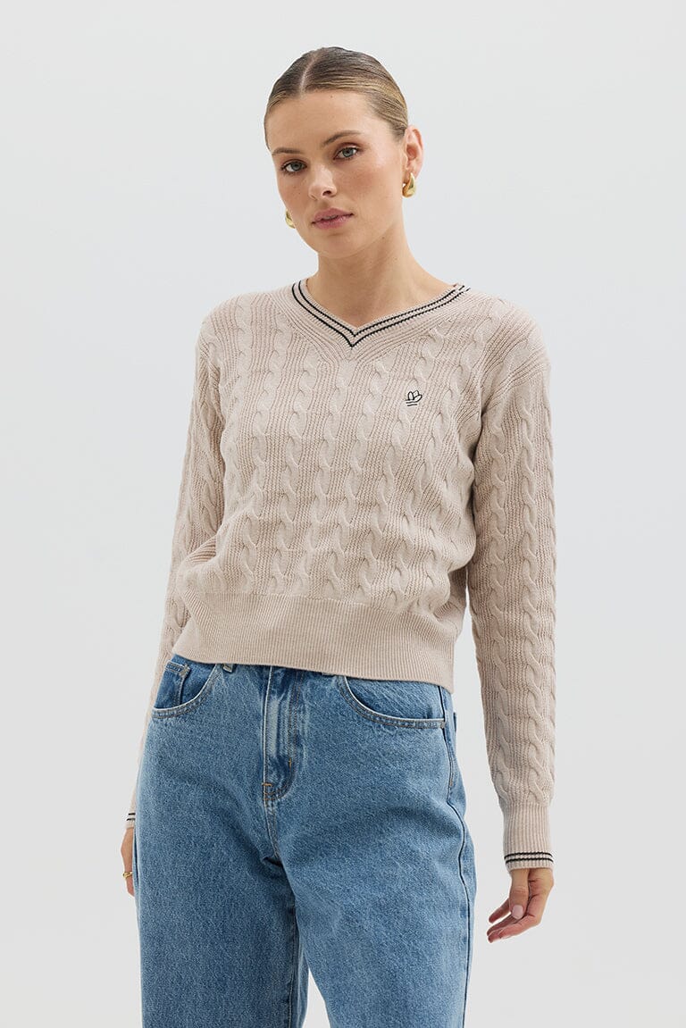 Iris & Wool - Crop Cable Sweater - Oatmeal