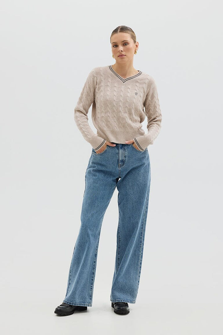 Iris & Wool - Crop Cable Sweater - Oatmeal