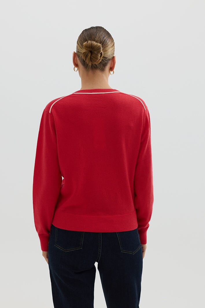 Iris & Wool - Classic V Neck Sweater - Begonia