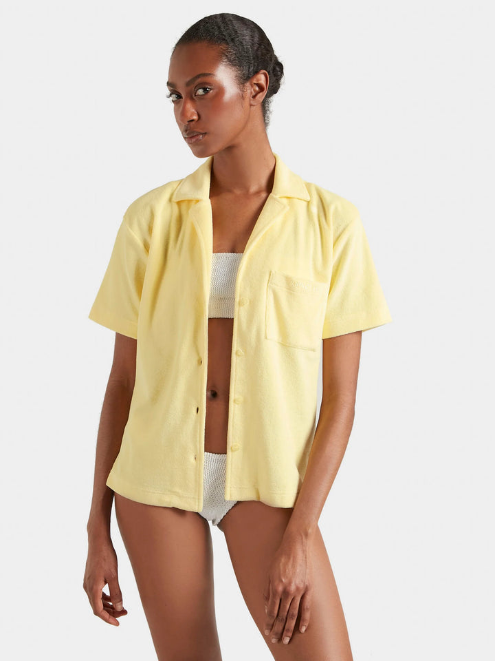 Hunza G Terry Towelling Cuban Shirt Butter