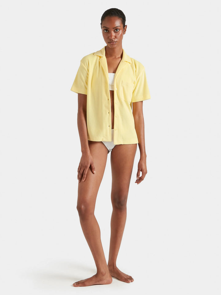 Hunza G Terry Towelling Cuban Shirt Butter
