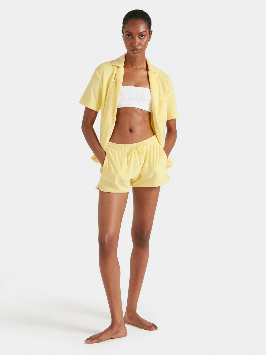 Hunza G Terry Towelling Cuban Shirt Butter