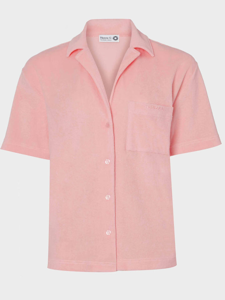 Hunza G Terry Towelling Cuban Shirt Pink
