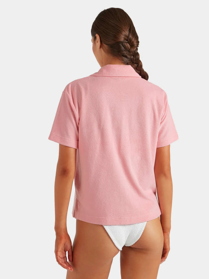 Hunza G Terry Towelling Cuban Shirt Pink