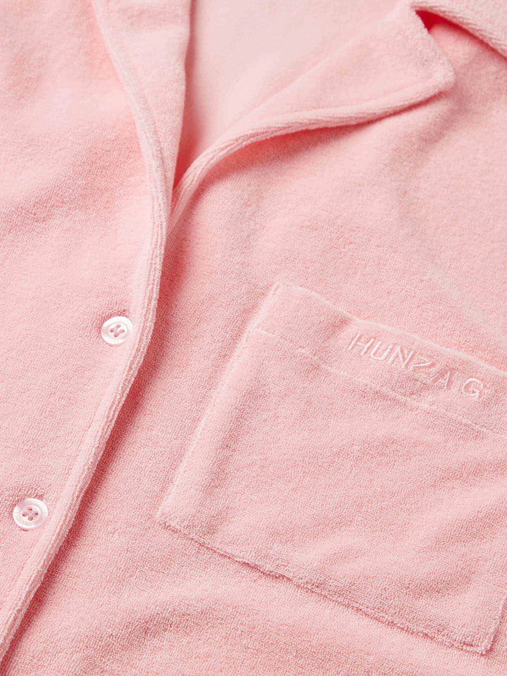 Hunza G Terry Towelling Cuban Shirt Pink