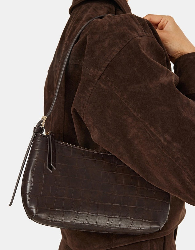 Billini - Elizabeth Shoulder Bag - Chocolate Croc