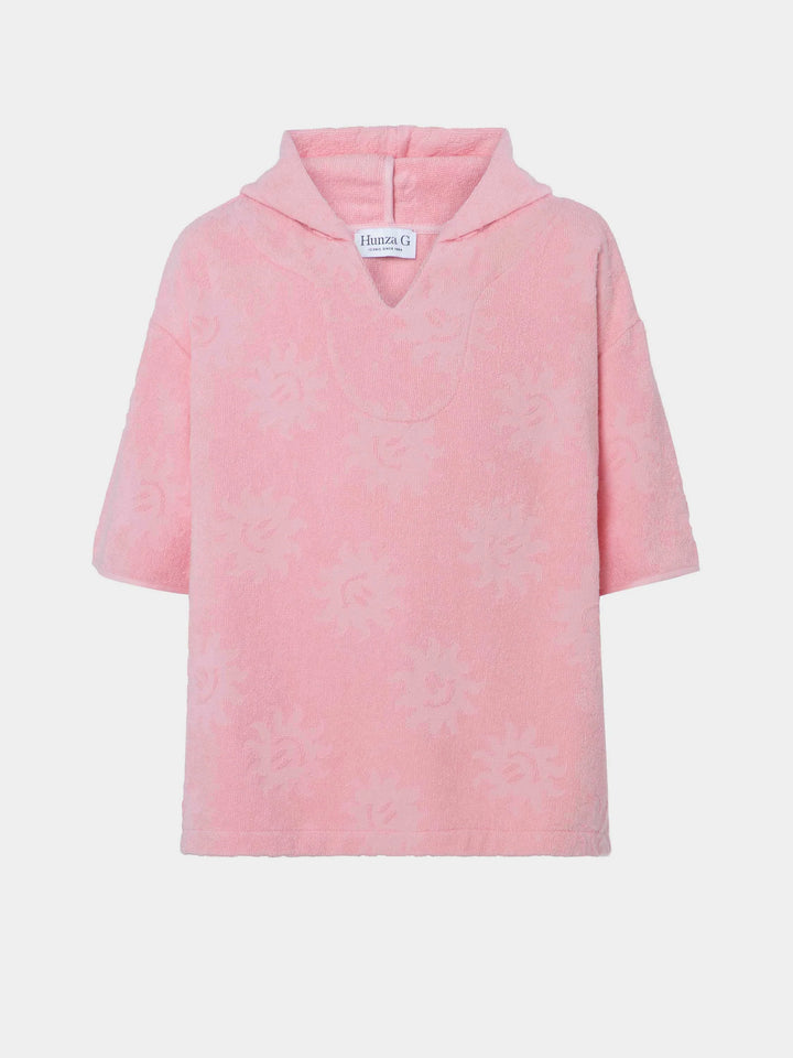 Hunza G Kids Hooded Poncho Sunny Towelling 3- 6 Pink