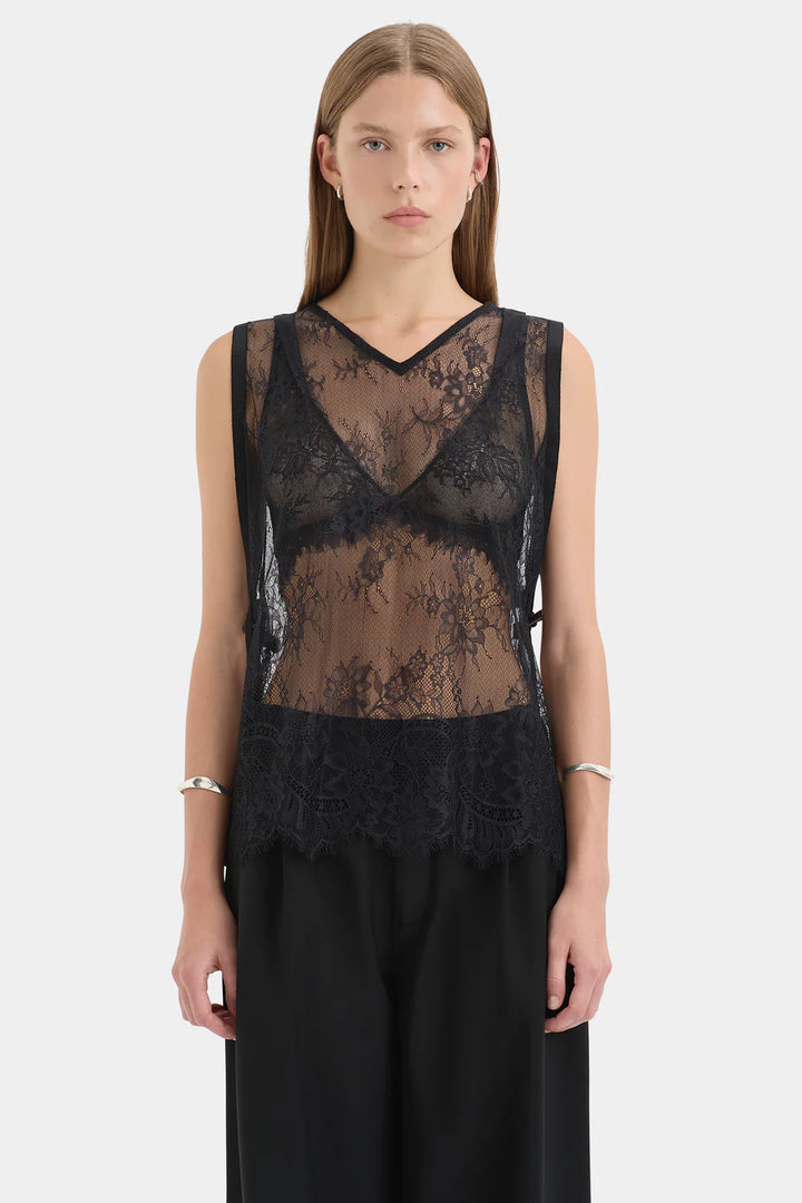 Sir The Label Ingrid Lace Top Black