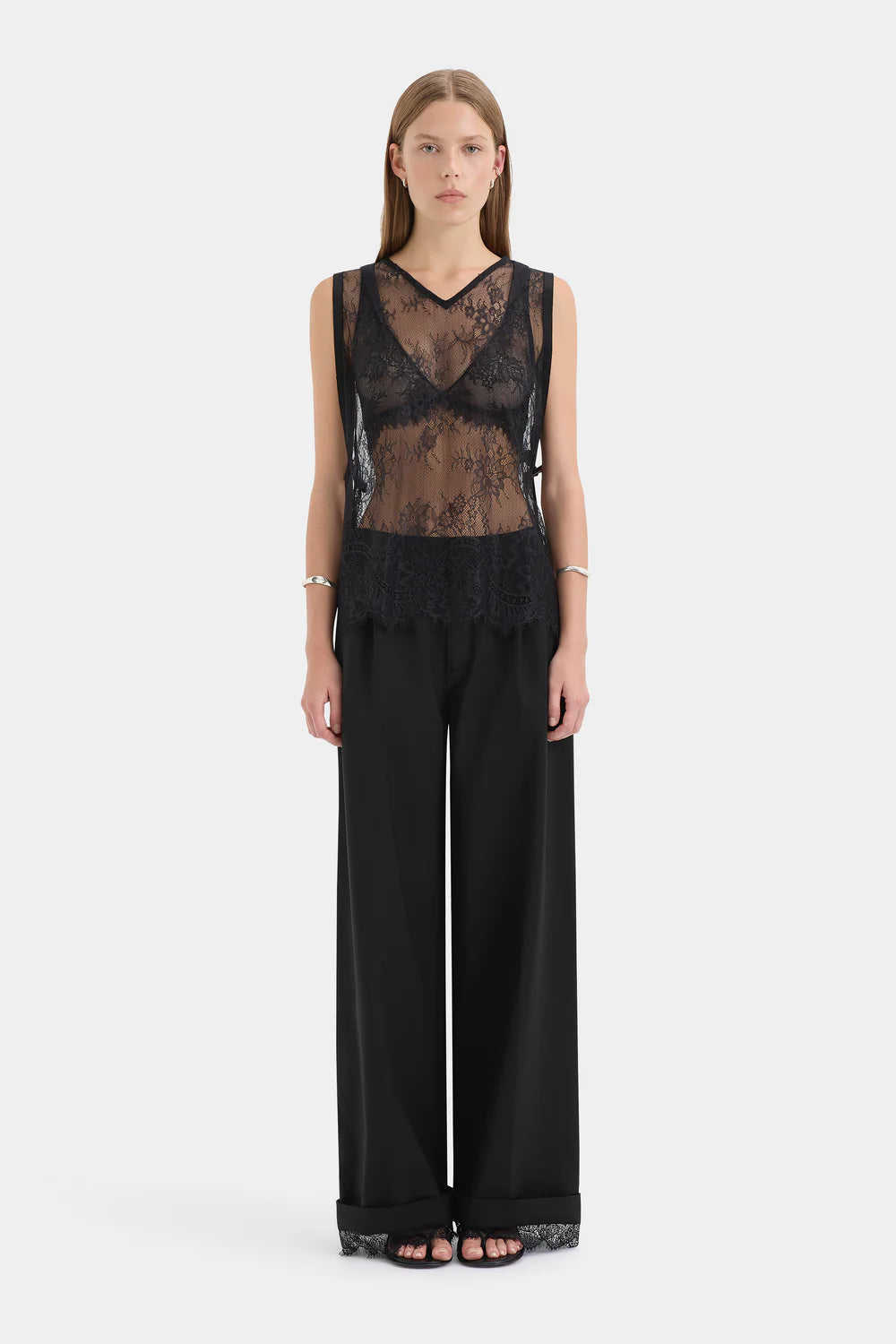 Sir The Label Ingrid Lace Top Black