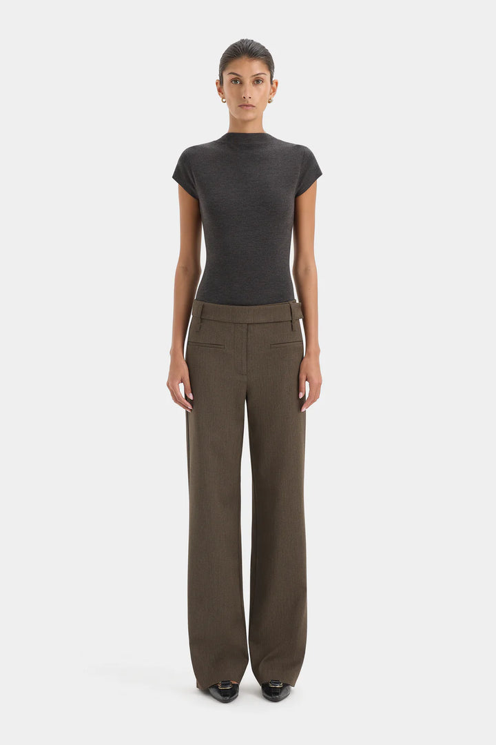 Sir The Label Henrik Straight Leg Trouser Chocolate Marle
