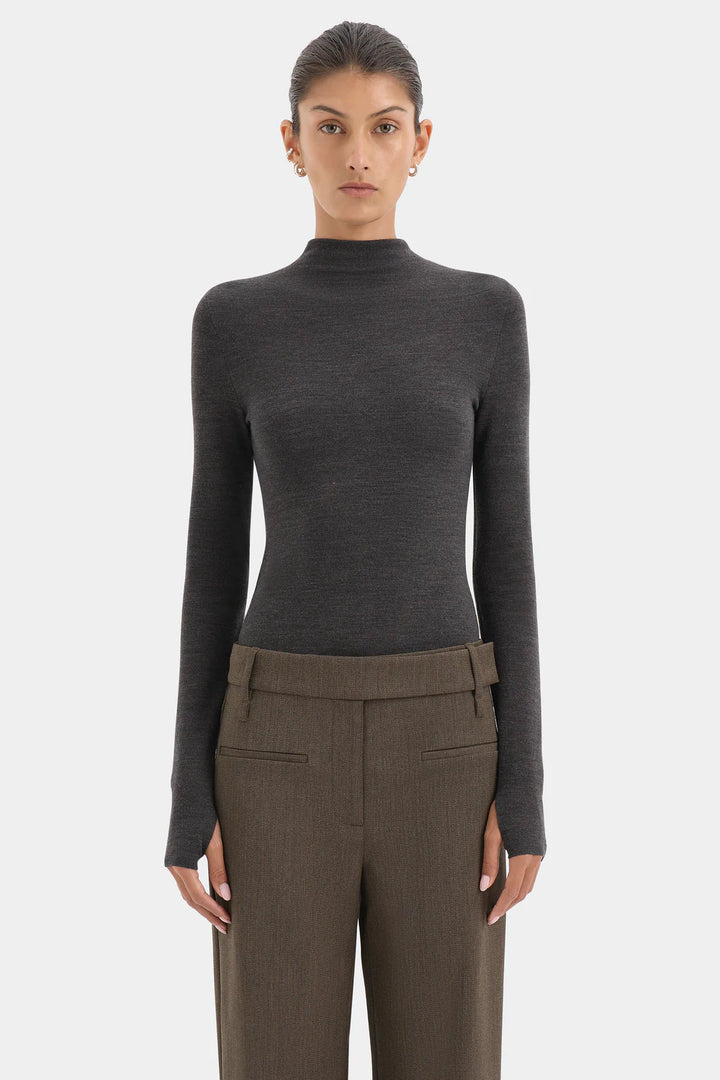 Sir The Label Mikkel Zip Long Sleeve Top Marle