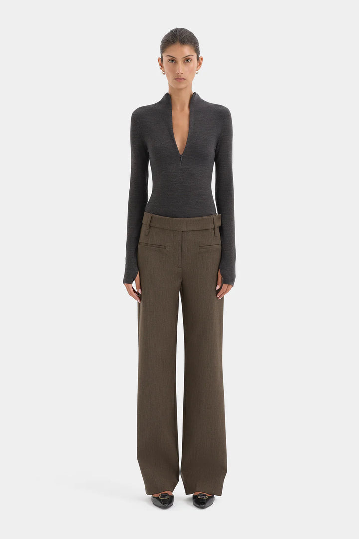 Sir The Label Mikkel Zip Long Sleeve Top Marle