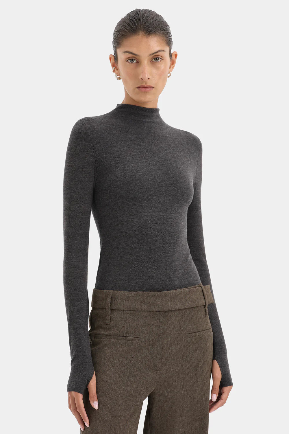 Sir The Label Mikkel Zip Long Sleeve Top Marle