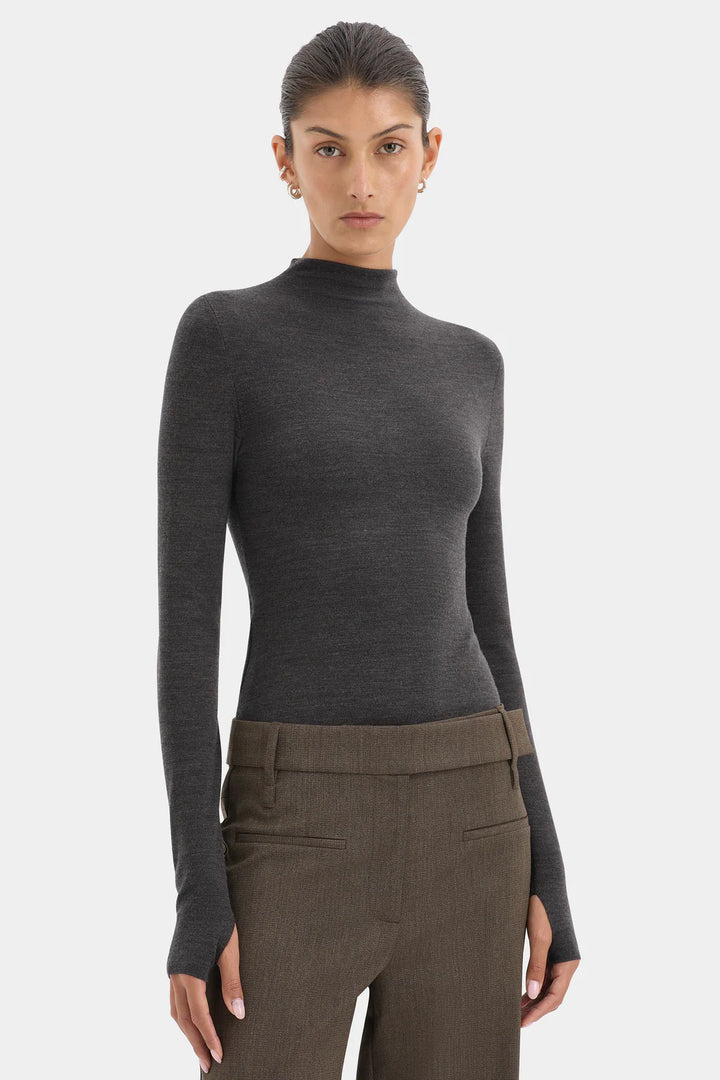 Sir The Label Mikkel Zip Long Sleeve Top Marle