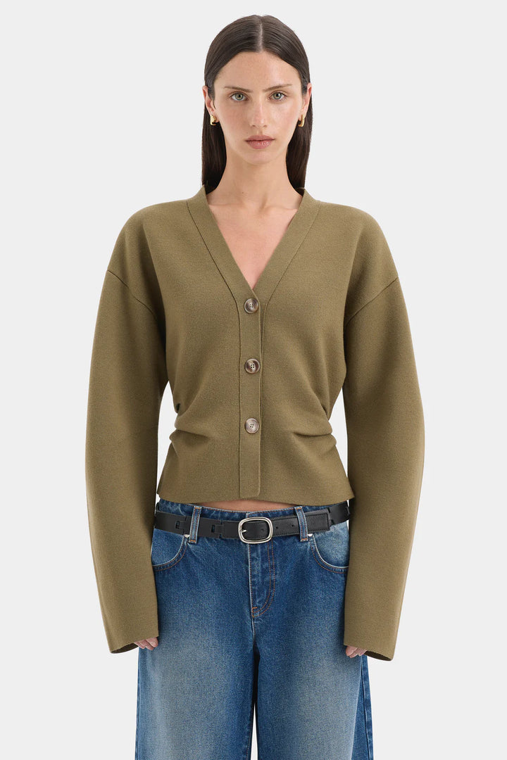 Sir The Label Ayana Gathered Cardigan Olive