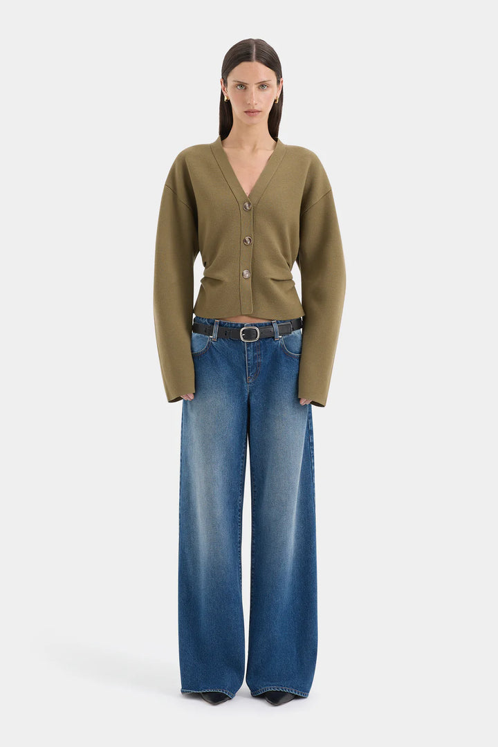 Sir The Label Ayana Gathered Cardigan Olive