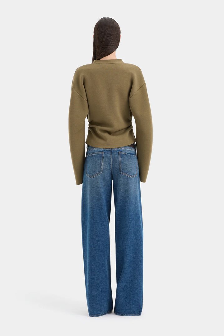 Sir The Label Ayana Gathered Cardigan Olive