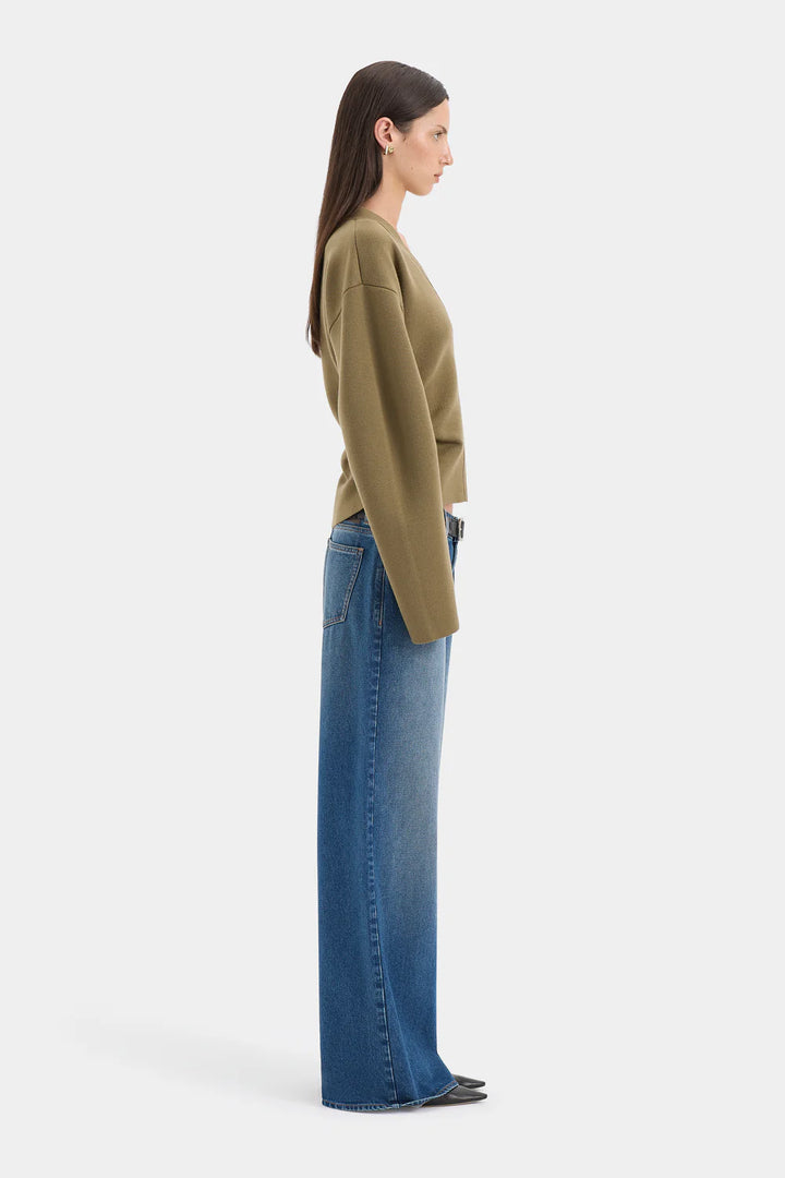 Sir The Label Ayana Gathered Cardigan Olive