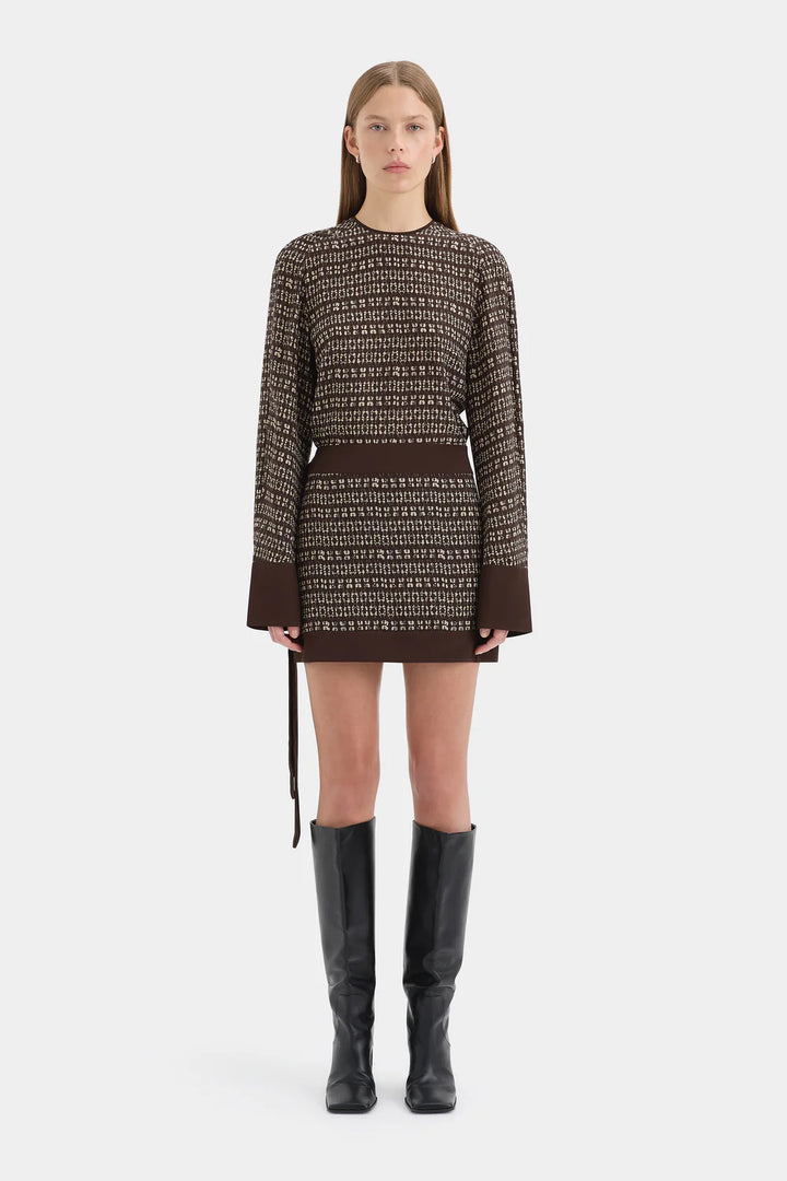Sir The Label Astrid Long Sleeve Mini Dress Tisso Plum