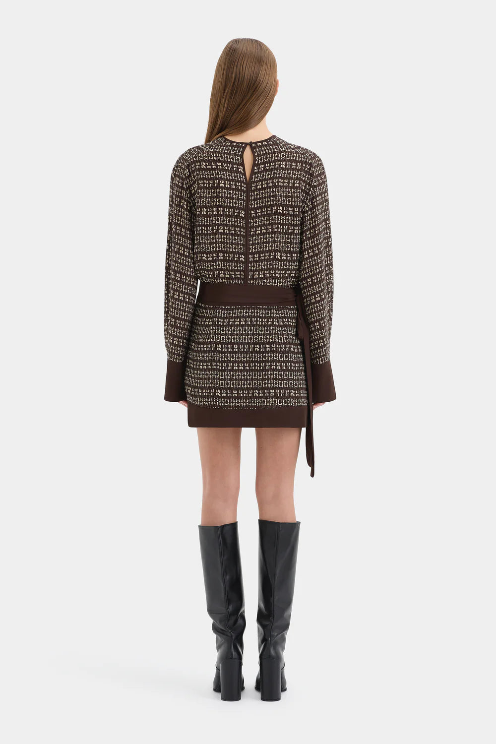 Sir The Label Astrid Long Sleeve Mini Dress Tisso Plum