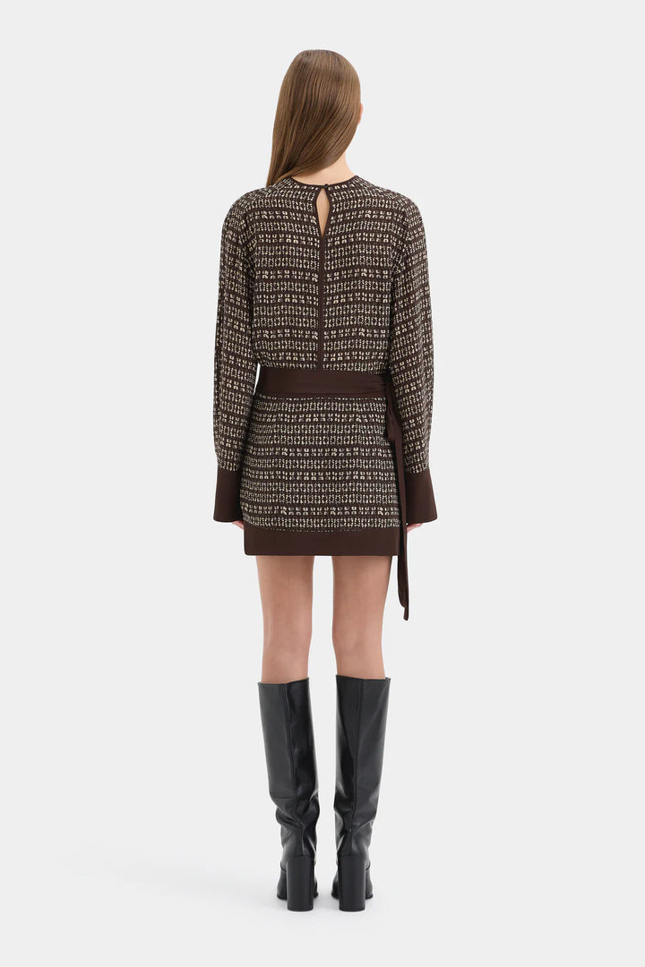 Sir The Label Astrid Long Sleeve Mini Dress Tisso Plum