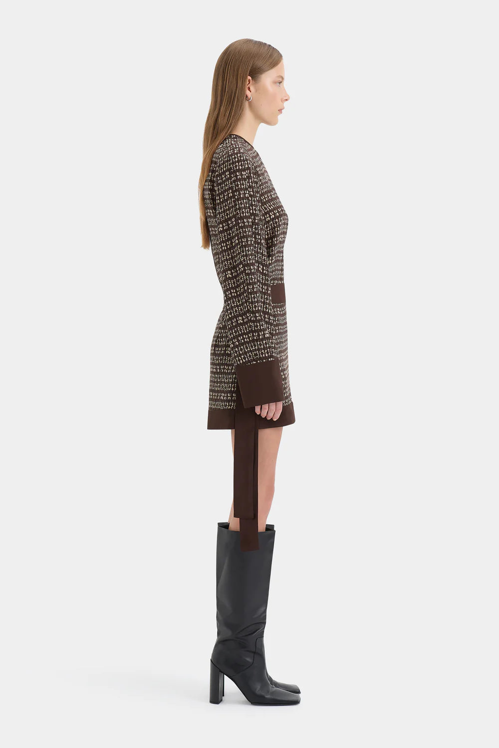 Sir The Label Astrid Long Sleeve Mini Dress Tisso Plum