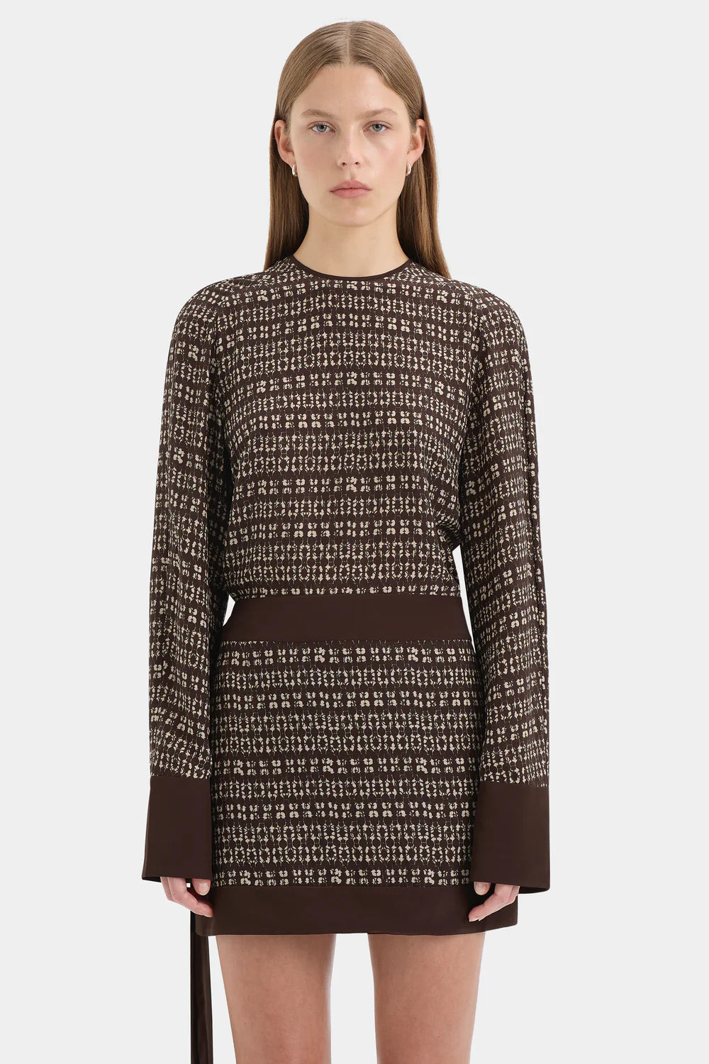 Sir The Label Astrid Long Sleeve Mini Dress Tisso Plum