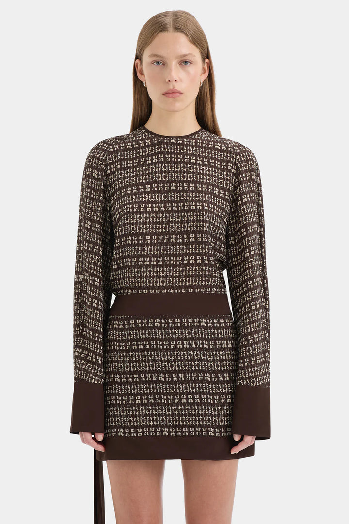 Sir The Label Astrid Long Sleeve Mini Dress Tisso Plum