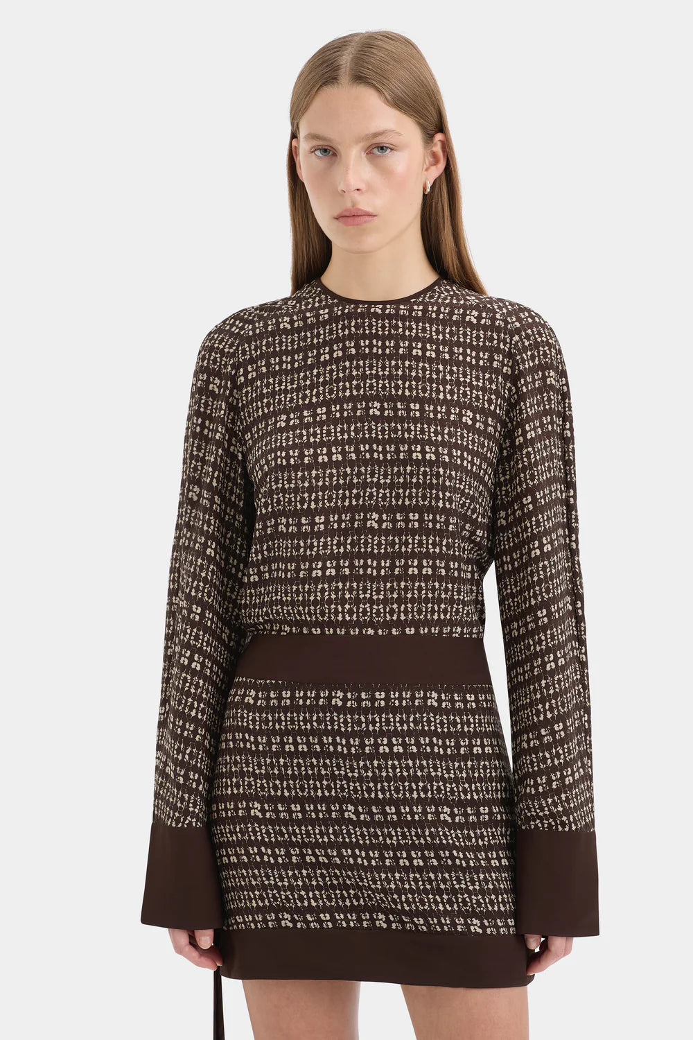 Sir The Label Astrid Long Sleeve Mini Dress Tisso Plum
